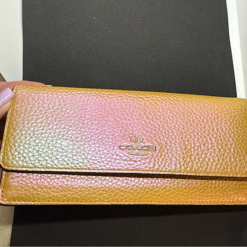 Coach Gold Pebbled Leather Wallet